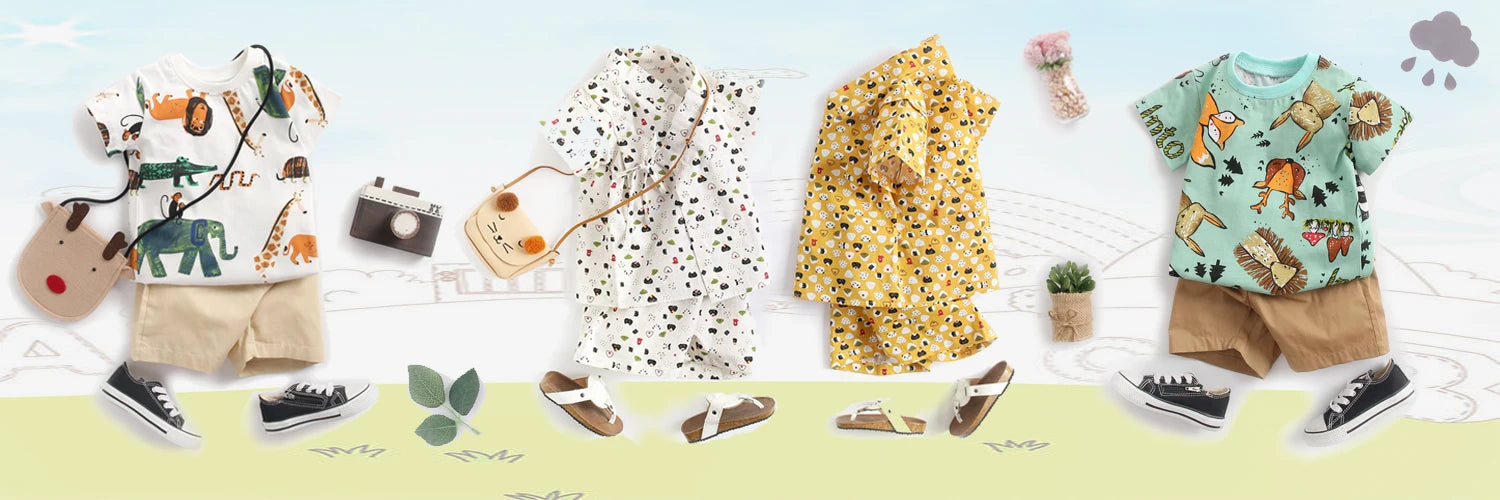 Sanlutoz Cartoon Boys Clothing Sets Summer Short Sleeve Cotton Baby Tops + Baby Shorts 2Pcs Casual