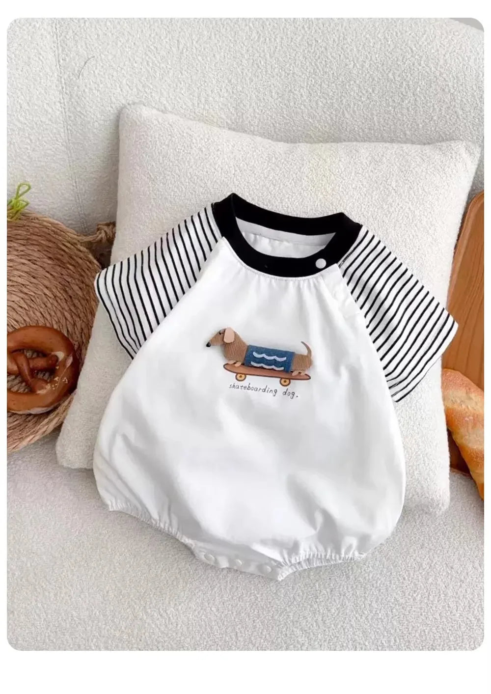 New Summer Newborn Baby Cotton Bodysuit Striped Short Sleeves Onesie 0-2Y Infant Cartoon Baby Boys Girls Jumpsuit