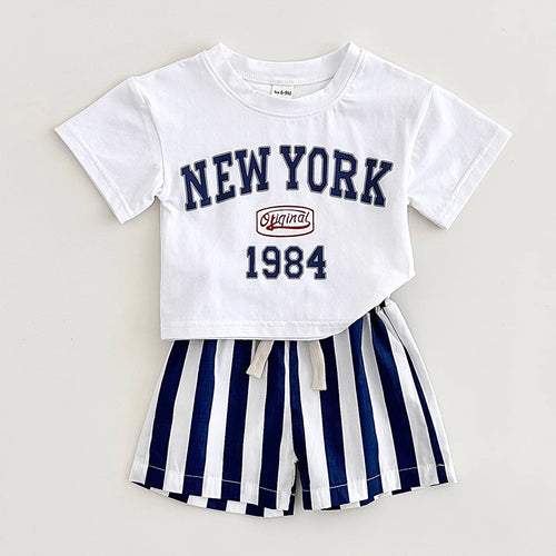 2024 Summer Baby Clothes Newborn Boys Sets Casual Letter Print Short-Sleeved Cotton T-Shirt +Bars Shorts Children Outfit Suit