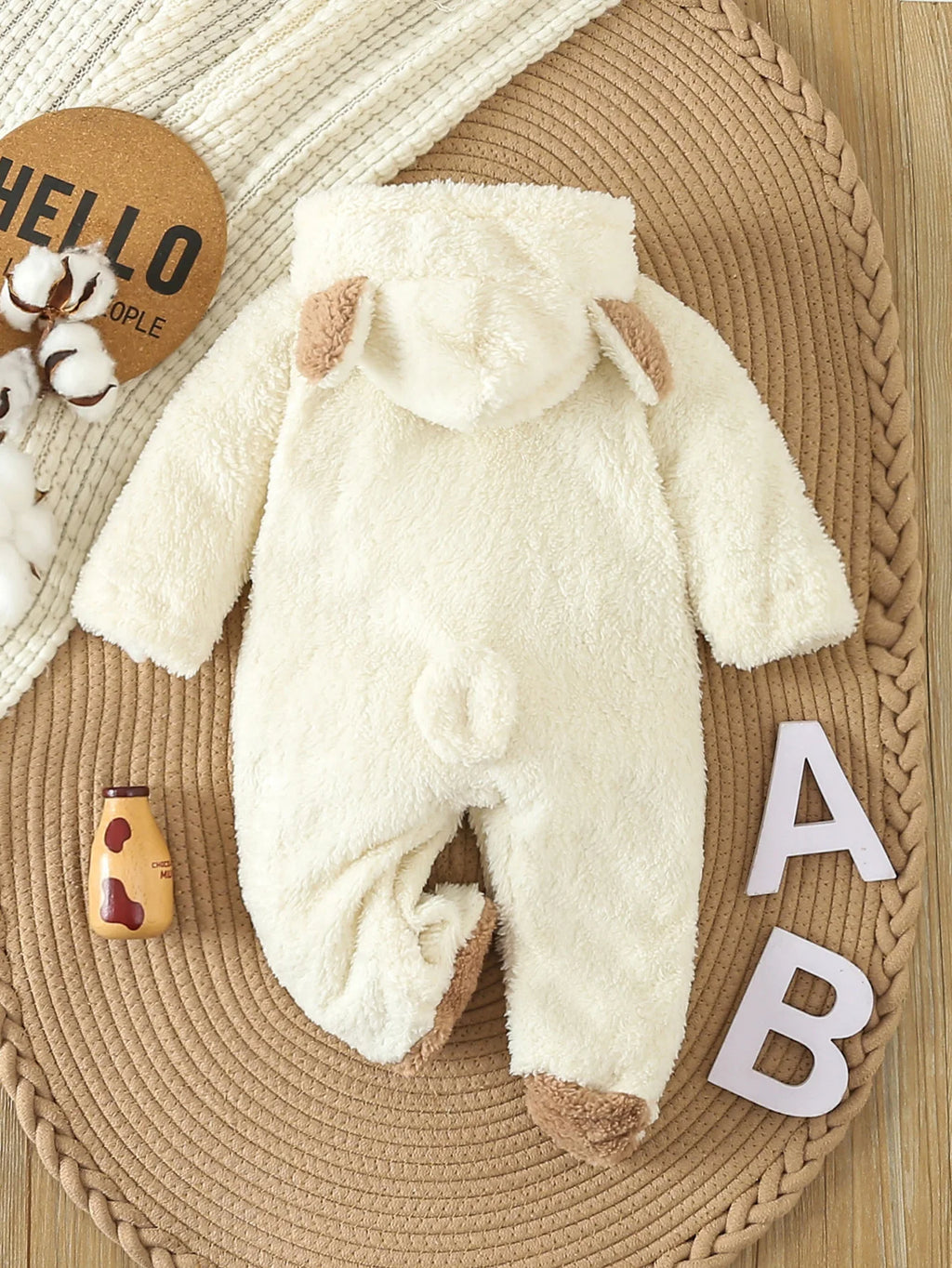 Newborn Baby Grils Boys Footed Romper Winter  Warm Fleece Cute Costume Baby Boys Clothes Animal Baby Pajamas Hooded Jumpsuits