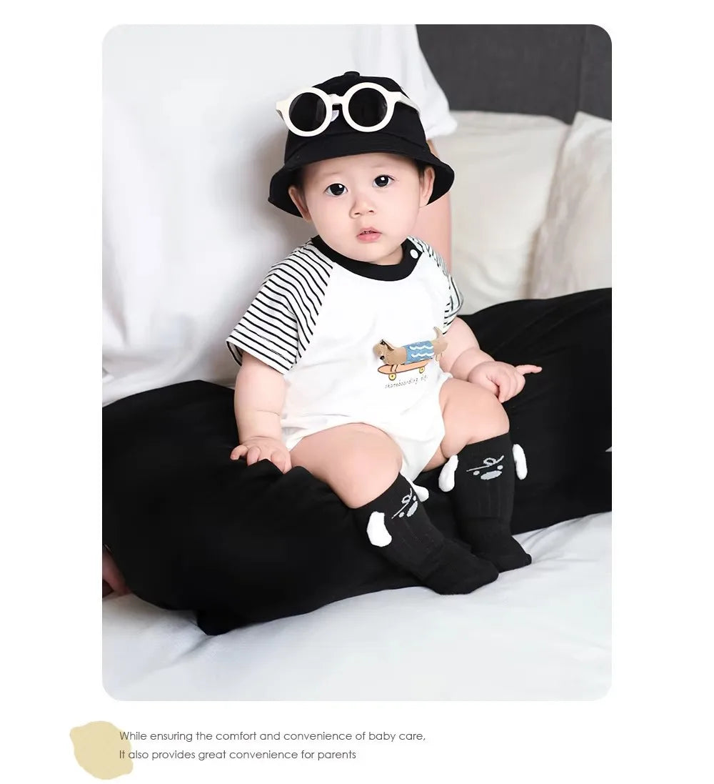 New Summer Newborn Baby Cotton Bodysuit Striped Short Sleeves Onesie 0-2Y Infant Cartoon Baby Boys Girls Jumpsuit
