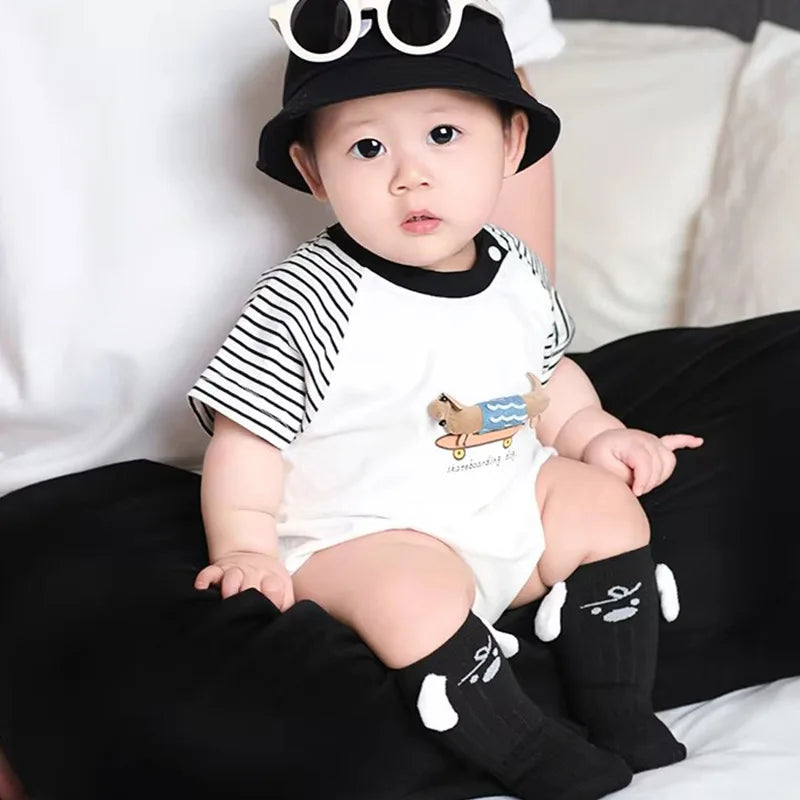 New Summer Newborn Baby Cotton Bodysuit Striped Short Sleeves Onesie 0-2Y Infant Cartoon Baby Boys Girls Jumpsuit