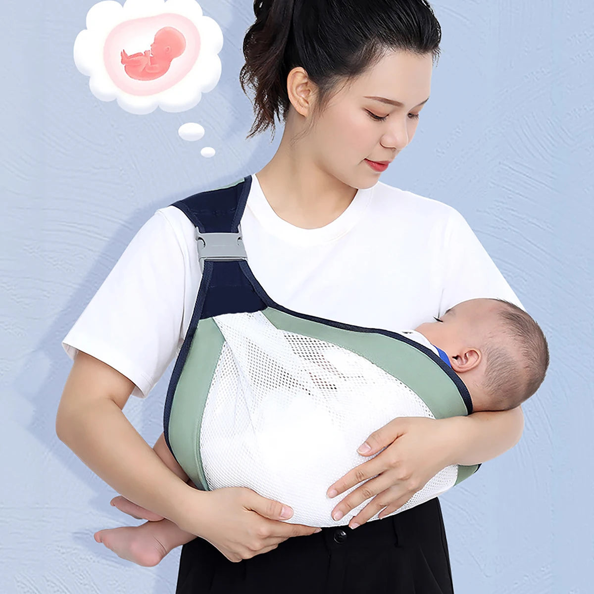 Portable Baby Backpack and Baby Carrier for Outdoor Travel; Horizontal Front Multi-Functional Newborn Bag; Four Seasons Breathable