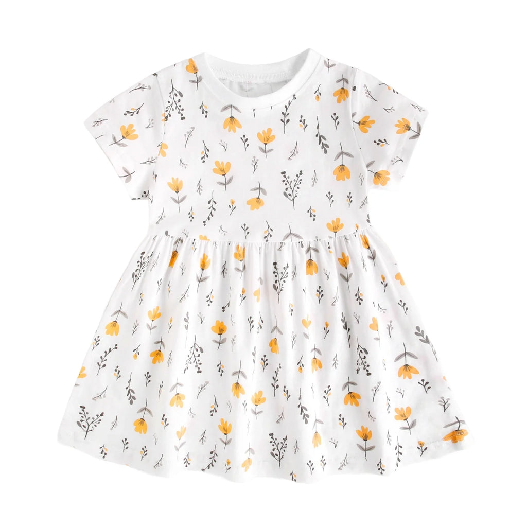 Sanlutoz Summer Short Sleeve Baby Girls Dress Little Kids Dresses Soft Clothing Holiday Casual