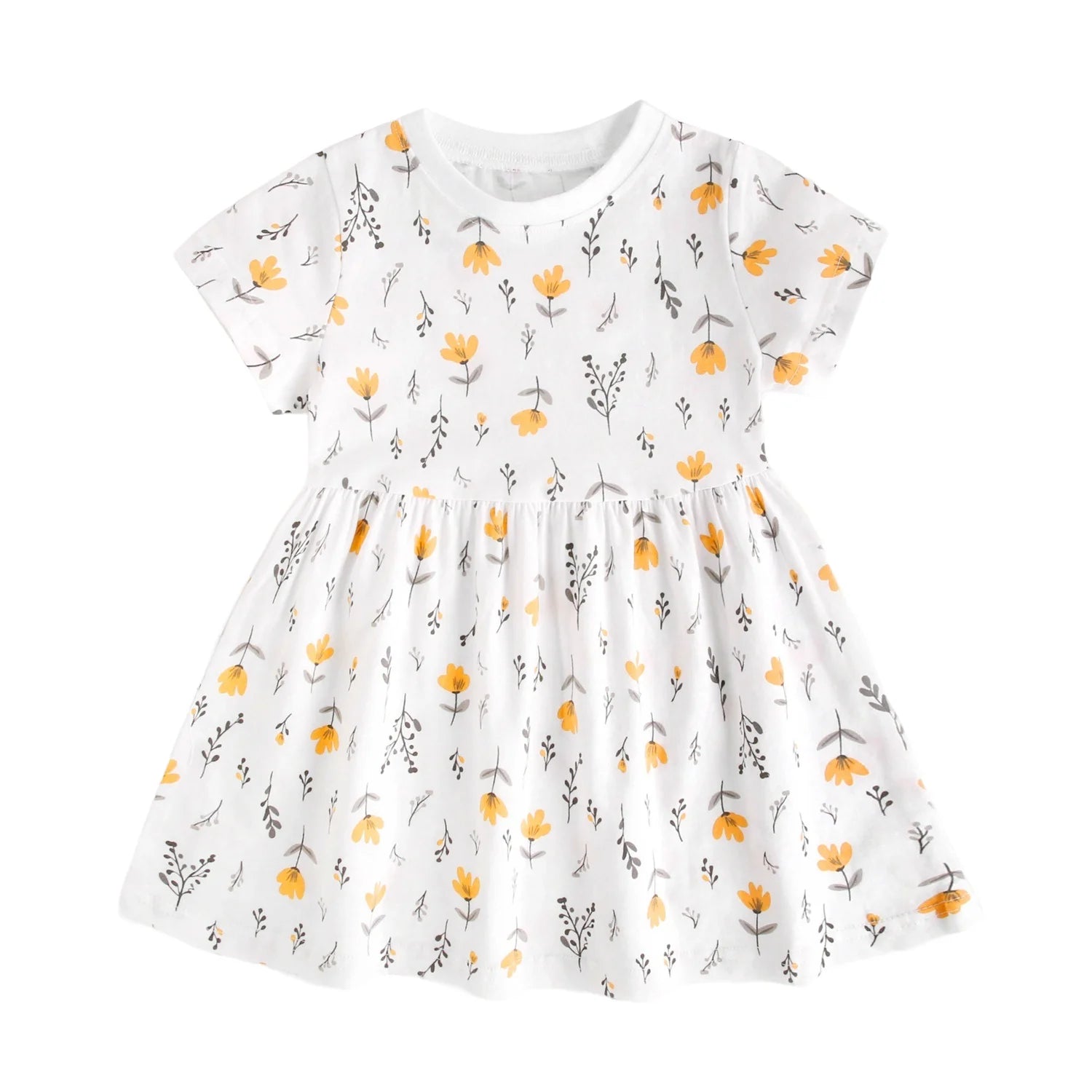 Sanlutoz Summer Short Sleeve Baby Girls Dress Little Kids Dresses Soft Clothing Holiday Casual